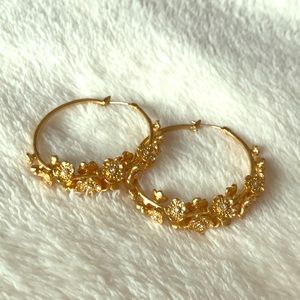 Juicy Couture gold flower hoop earrings